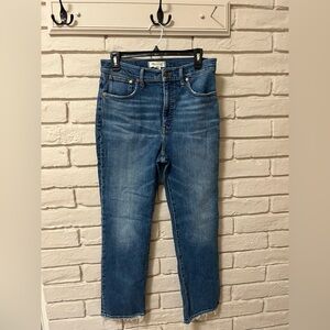 Madewell Slim Demi Boots Medium Wash Raw Hem Jeans Size 29